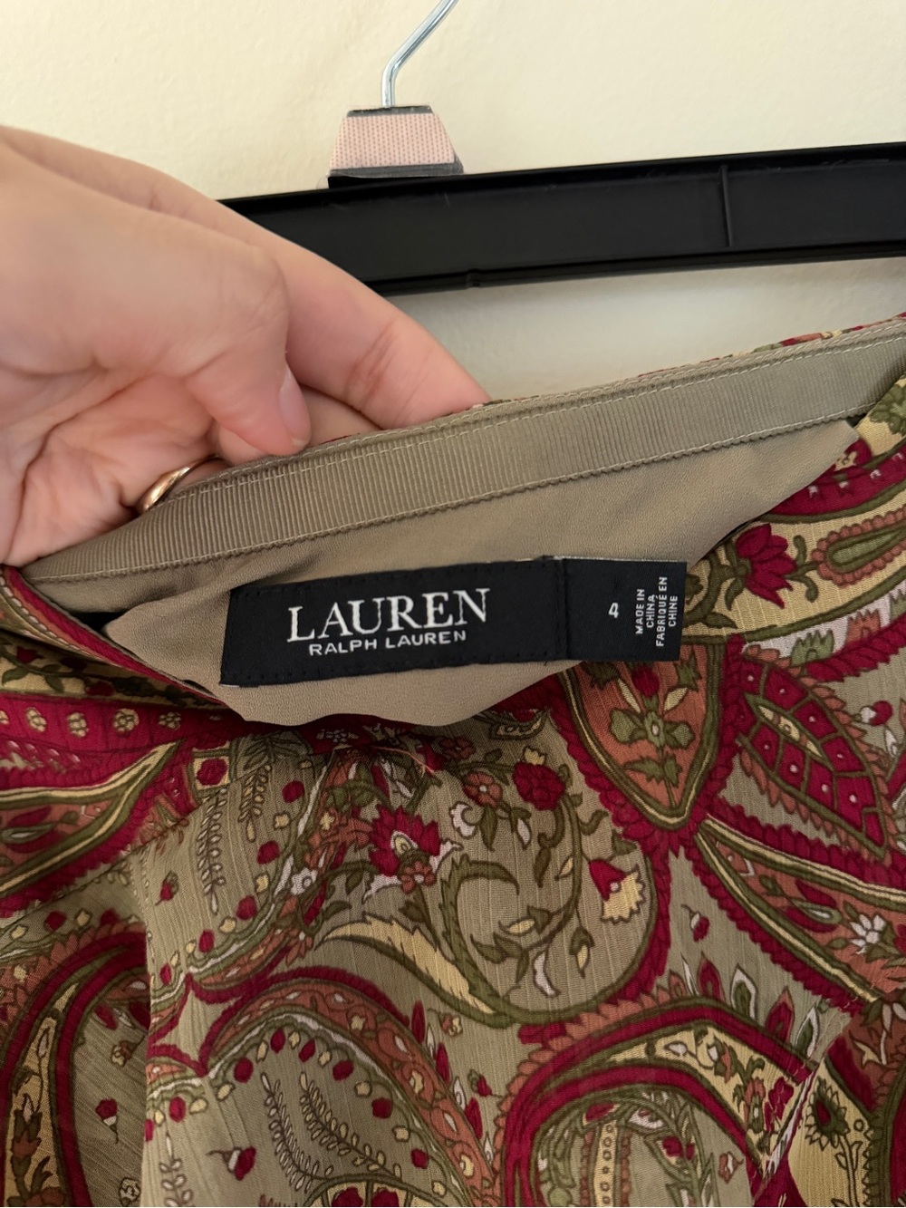 Ralph Lauren Burgundy & Olive Paisley Ruffle Midi Skirt - Picture 3 of 4